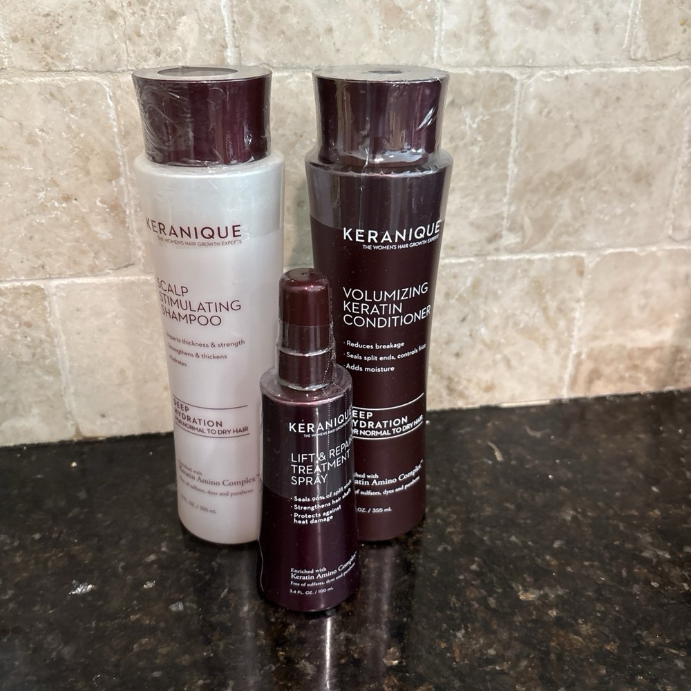 Keranique Set - Shampoo, Conditioner + Lift & Repair Treatment - NEW/SEALED